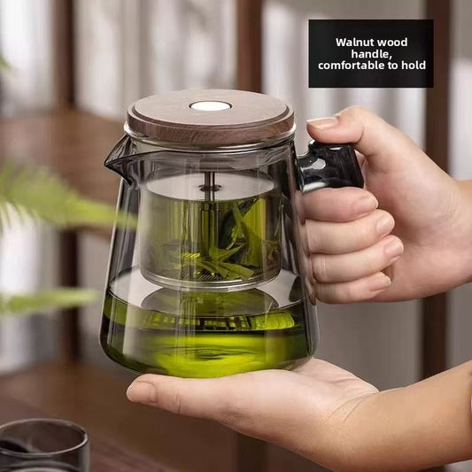 Elegant Glass Tea Infuser Pot with One-Touch Filtration