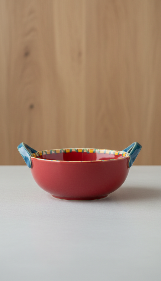 Red Ceramic Serving Bowl