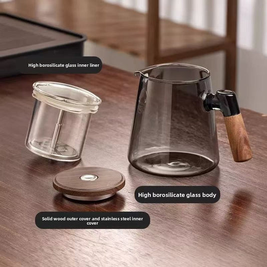 Elegant Glass Tea Infuser Pot with One-Touch Filtration